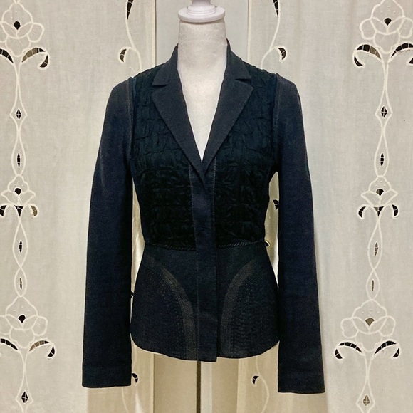 Lovely Linen Jacket, Elie Tahari, Blue & Black, Size 0 - Picture 1 of 5